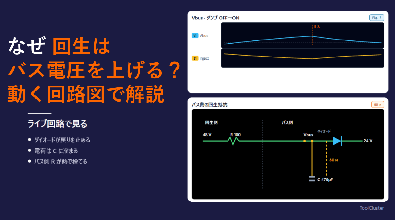 回生でバス電圧が上がるのはなぜ？｜回生抵抗の役割を動く回路図で理解