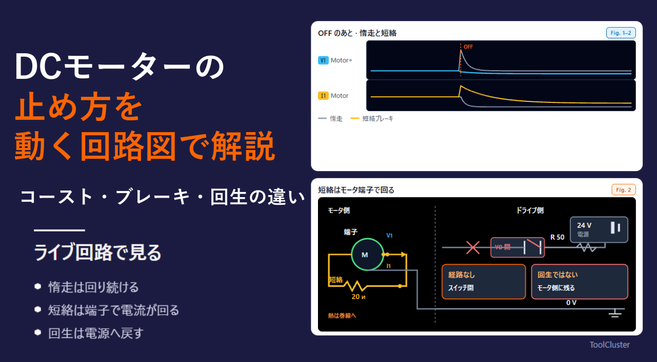 DCモーターの止め方を動く回路図で理解｜コースト・ブレーキ・回生の違い