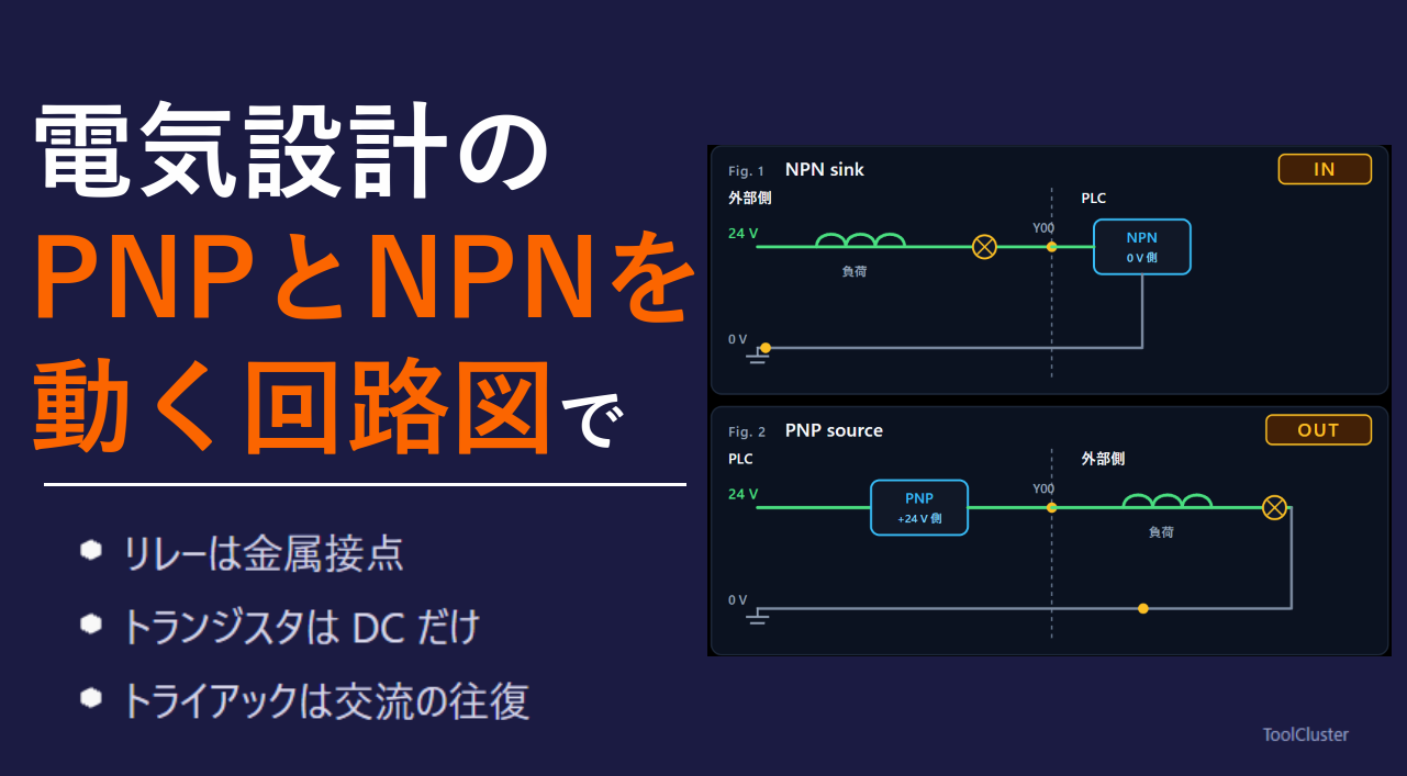 電気設計のPNPとNPNを動く回路図で理解する