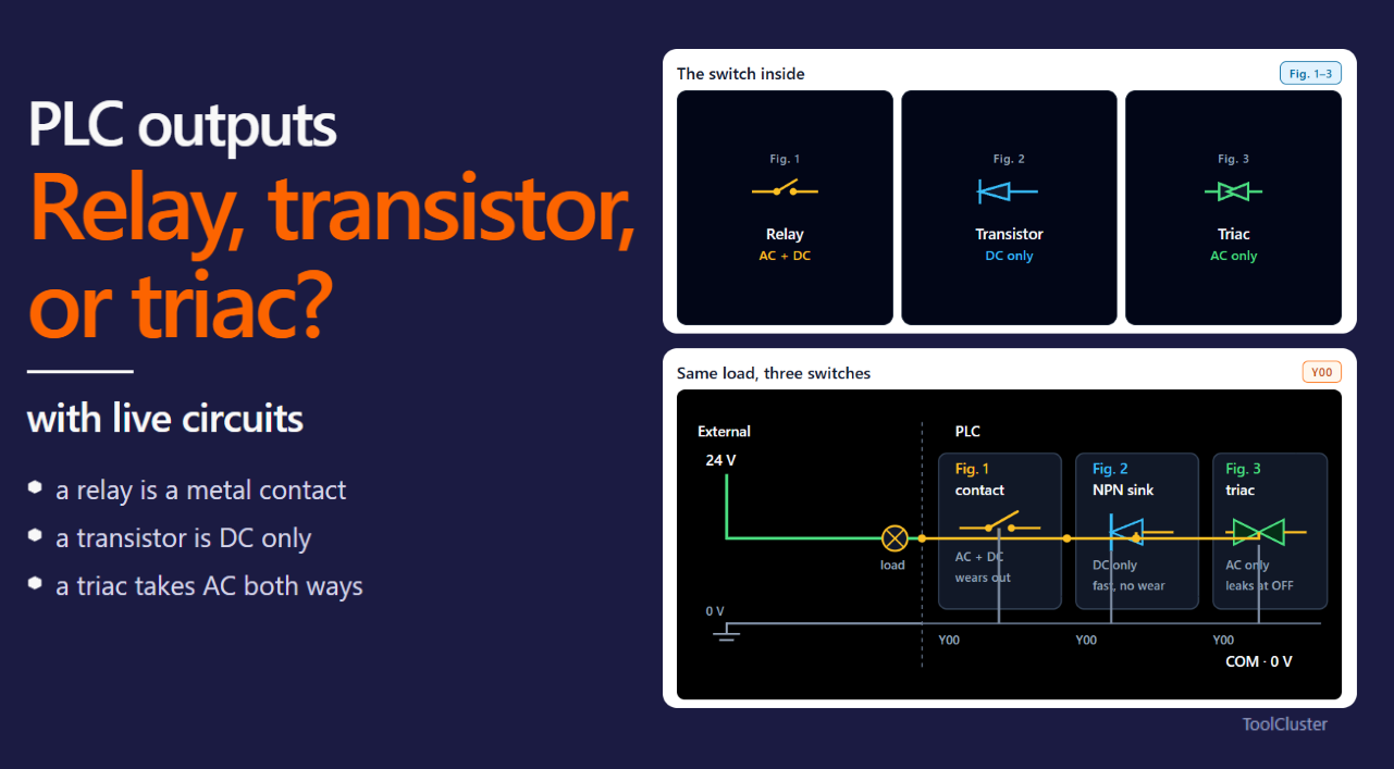 Relais, Transistor oder Triac? SPS-Ausgangstypen verstehen – mit interaktiven Schaltbildern