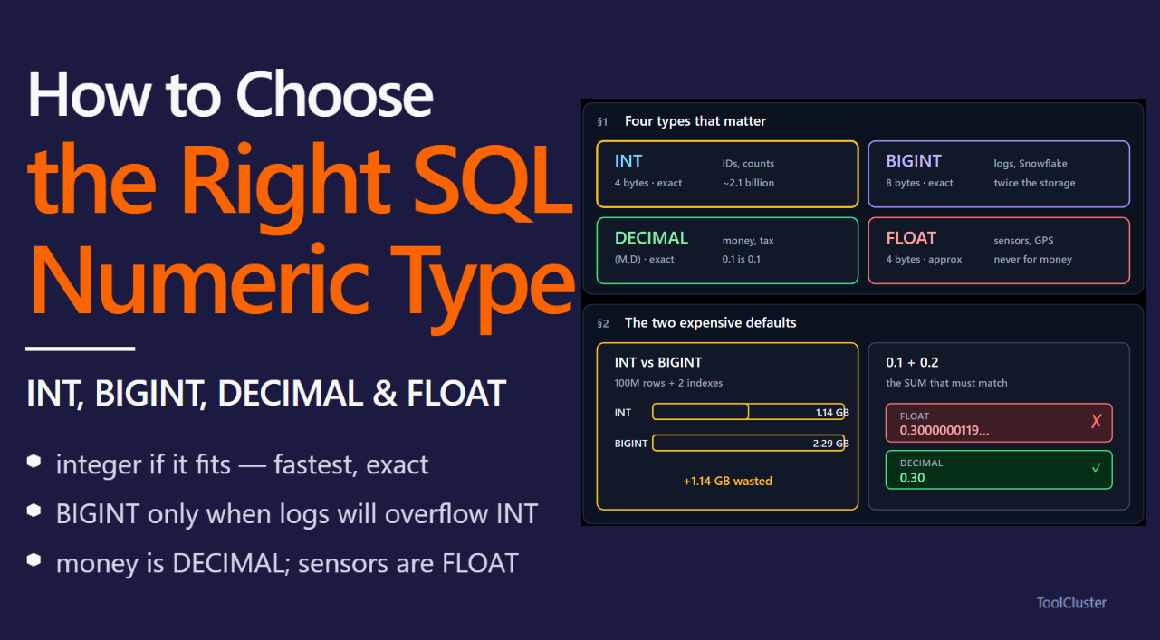 SQL-Datentypen richtig wählen — INT, BIGINT, DECIMAL und FLOAT im Vergleich [Leitfaden für DB-Design]
