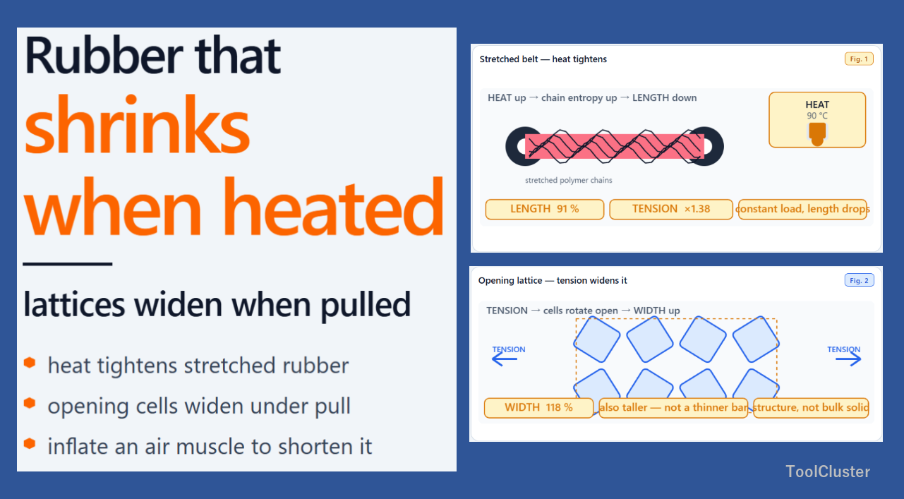 Rubber That Shrinks When Heated, Lattices That Widen When Pulled | Counterintuitive Machines and Structures